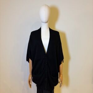 Aqua Cashmere 100% Cashmere Oversized Cardigan Black S NWOT